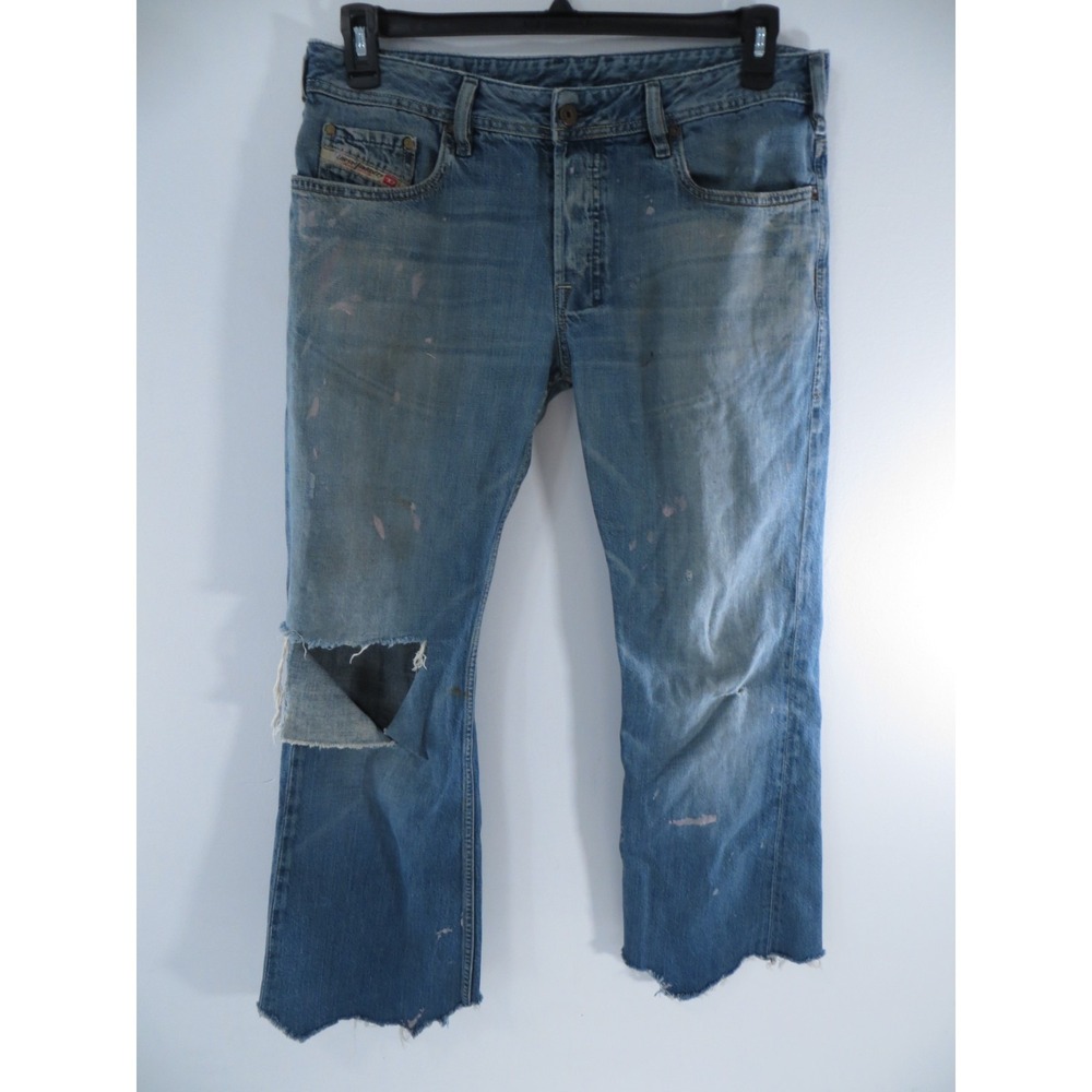 Diesel Zathan Mens Distressed Jeans Button Fly 33x28 Tag‎ 32 2004
